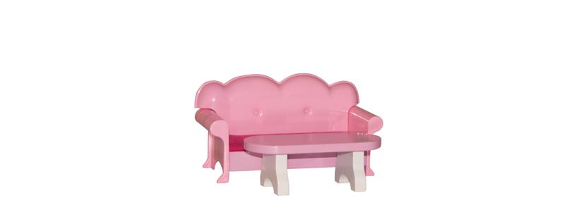 Domeček - velký, 7ks nábytku ( pro paneny typu Barbie)
