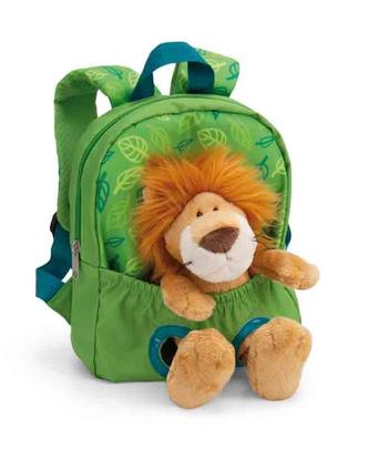 NICI Batůžek 21x26cm s plyšákem Lev 25cm, zelený