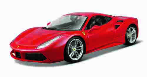 Bburago - RACE+PLAY, Ferrari 488 GTB, červená, 1:18