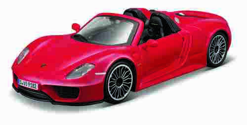 Bburago - Auta HOBBY, Porsche 918 Spyder, červená, 1:24