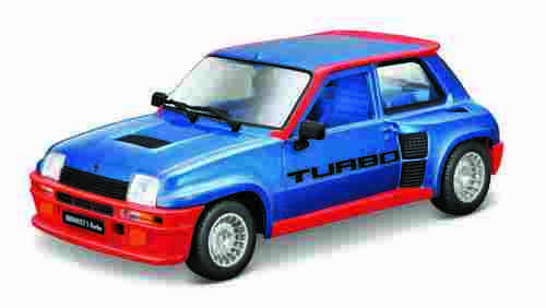 Bburago - Auta HOBBY, Renault 5 Turbo, modrá metalíza-červená, 1:24