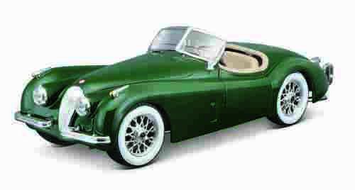 Bburago - Auta HOBBY, Jaguar XK 120 Roadster (1951), tmavě zelená, 1:24