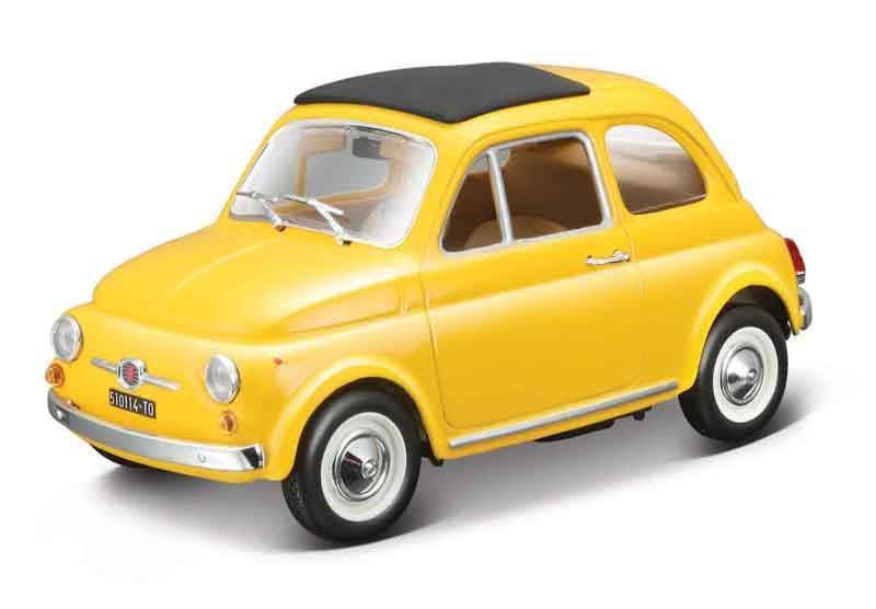 Bburago - Auta HOBBY, Fiat 500F (1965), žlutá, 1:24