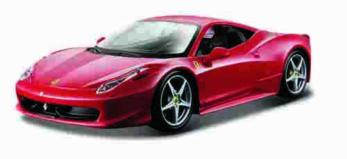 Bburago - RACE+PLAY, Ferrari 458 Italia, červená, 1:24