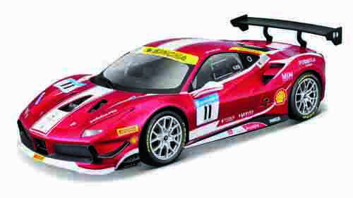 Bburago - RACING, Ferrari 488 Challenge (Formula racing 2017), tmavě červená, 1:24