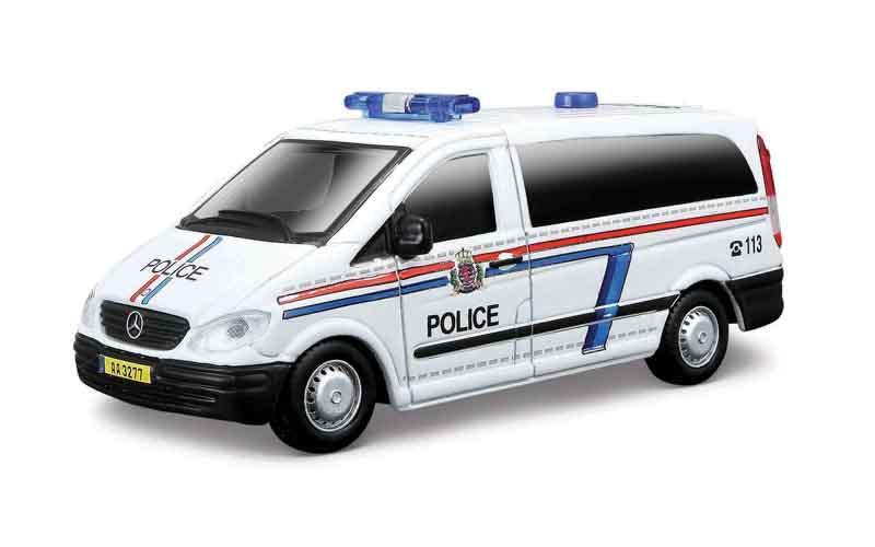 Bburago - EMERGENCY Vozidlo záchranné služby - Mercedes-Benz Vito, Policie, 1:50