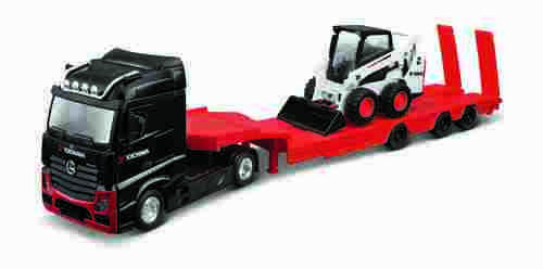Bburago - Haulers construction, Kamion M-B Actros Gigaspace s Bobcat nakladačem, 1:43