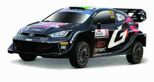 Bburago - RACE, Toyota GR Yaris Rally1 Hybrid v dekorativním boxu, Evans #33, černá, 1:43