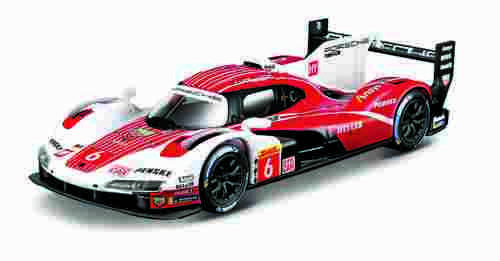 Bburago - RACE, Porsche 963 v dekorativním boxu, bílá-červená, 1:43