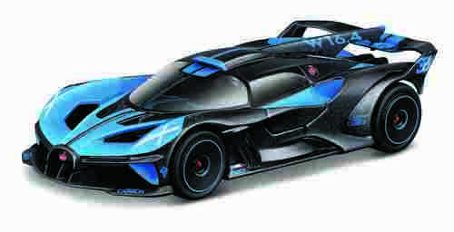 Bburago - RACE, Bugatti Bolide v dekorativním boxu, černá metalíza-modrá, 1:43